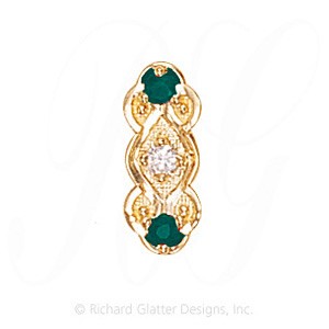 GS436 D/E - 14 Karat Gold Slide with Diamond center and Emerald accents 